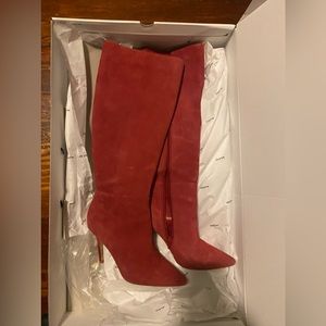 Aldo like new Red Suede Knee High Boots Sz 7